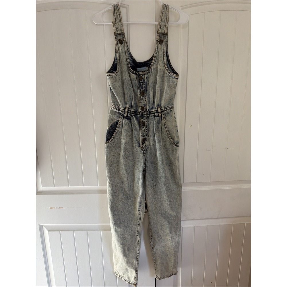Vintage 1980'S Joni Blair Acid Washed Denim Jean Jumpsuit Size 3 (2-4) Overalls